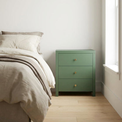 Vintage Green Nightstand with 3-Drawer Storage and Casual Design