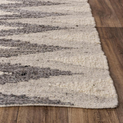 Hand Woven Flat Weave Pile Hand Spun Wool/ Cotton Rug, 5' x 7'6"