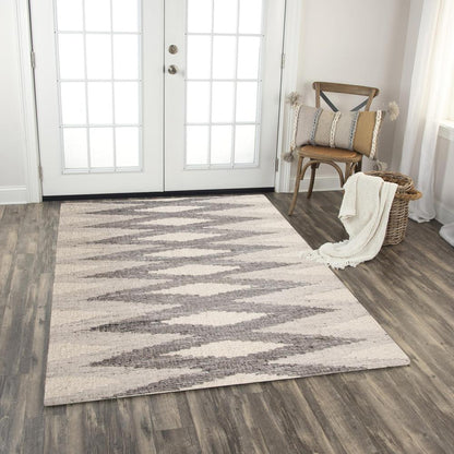 Hand Woven Flat Weave Pile Hand Spun Wool/ Cotton Rug, 5' x 7'6"