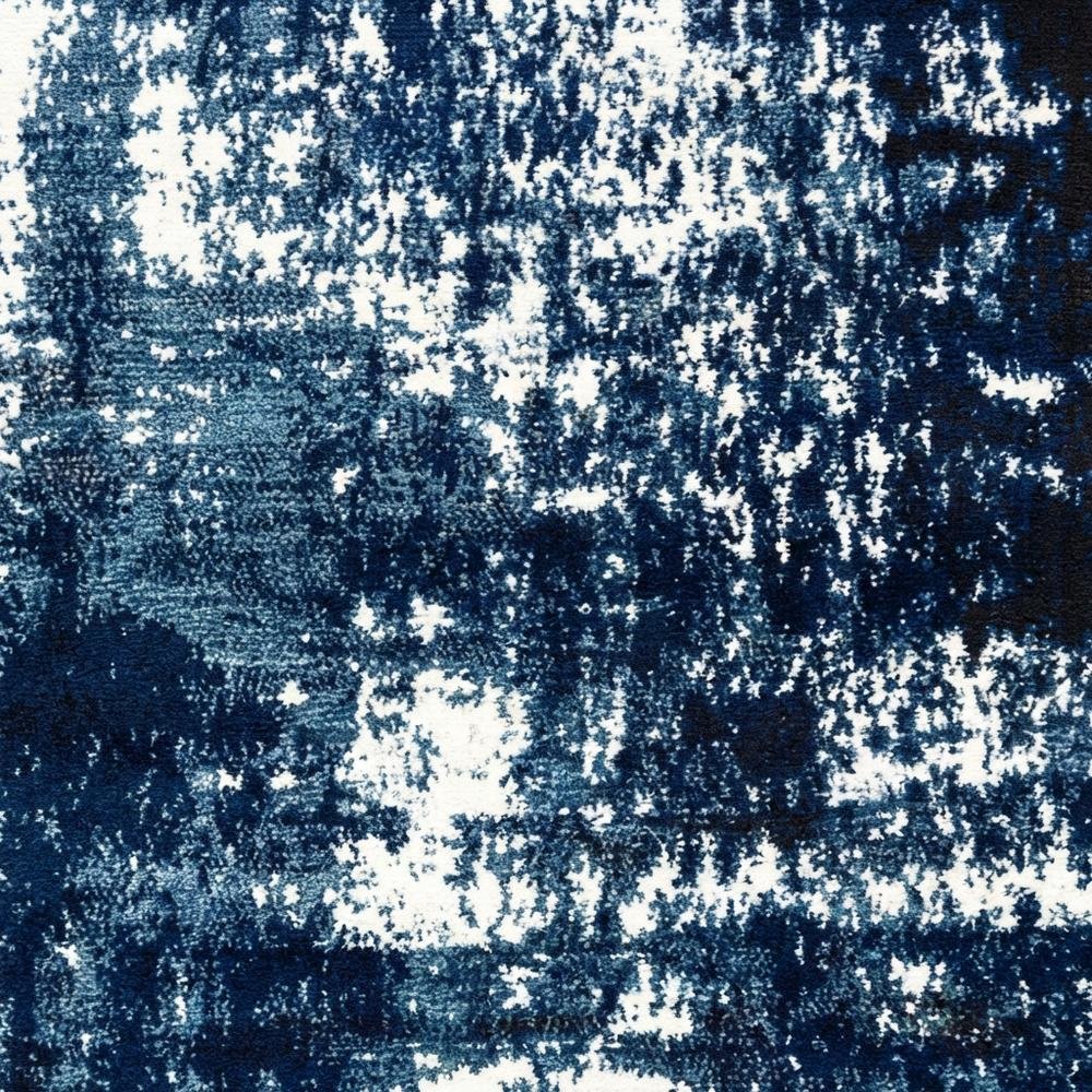 Light Blue Machine-Made Rectangle Runner with Cut Pile Design