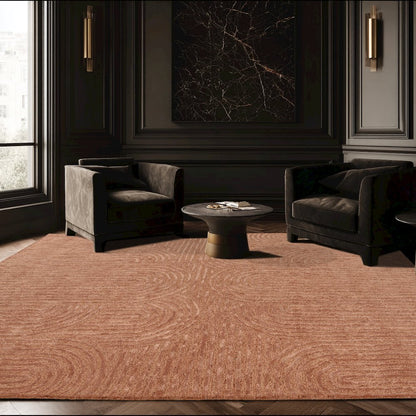 Mid-Century Modern Geometric 5' x 8' Rug, Rust