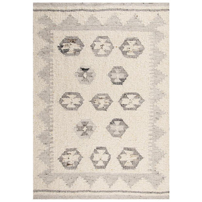Hand Woven Flat Weave Pile Hand Spun Wool/ Cotton Rug, 9' x 12'