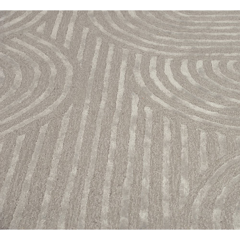 Mid-Century Modern Geometric 9' x 12' Rug, Silver
