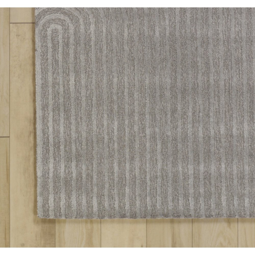 Mid-Century Modern Geometric 9' x 12' Rug, Silver