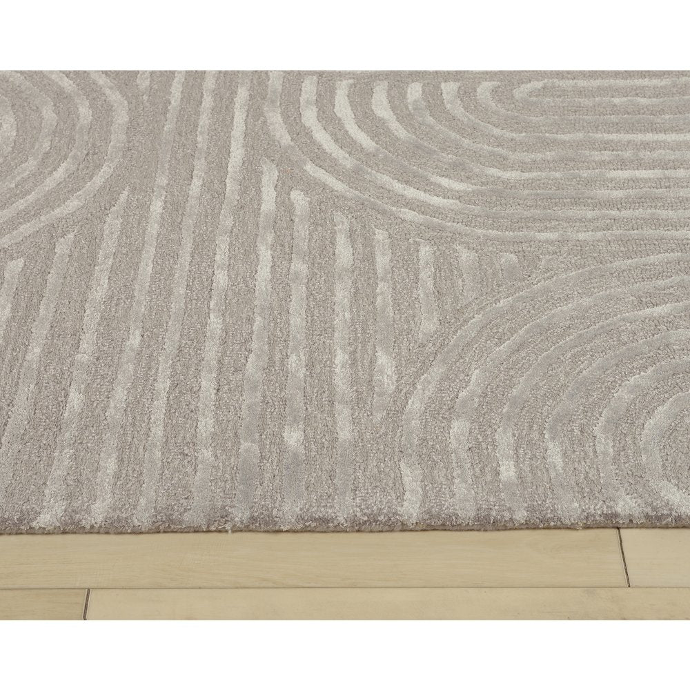 Mid-Century Modern Geometric 9' x 12' Rug, Silver