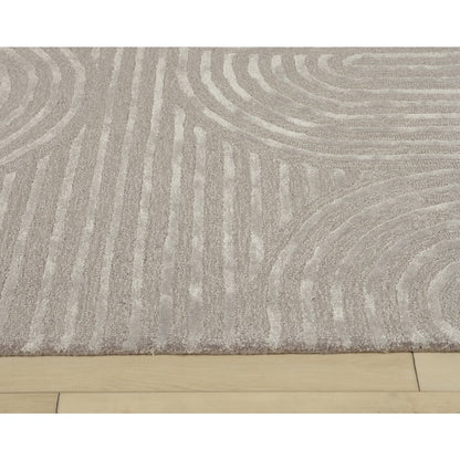 Mid-Century Modern Geometric 9' x 12' Rug, Silver