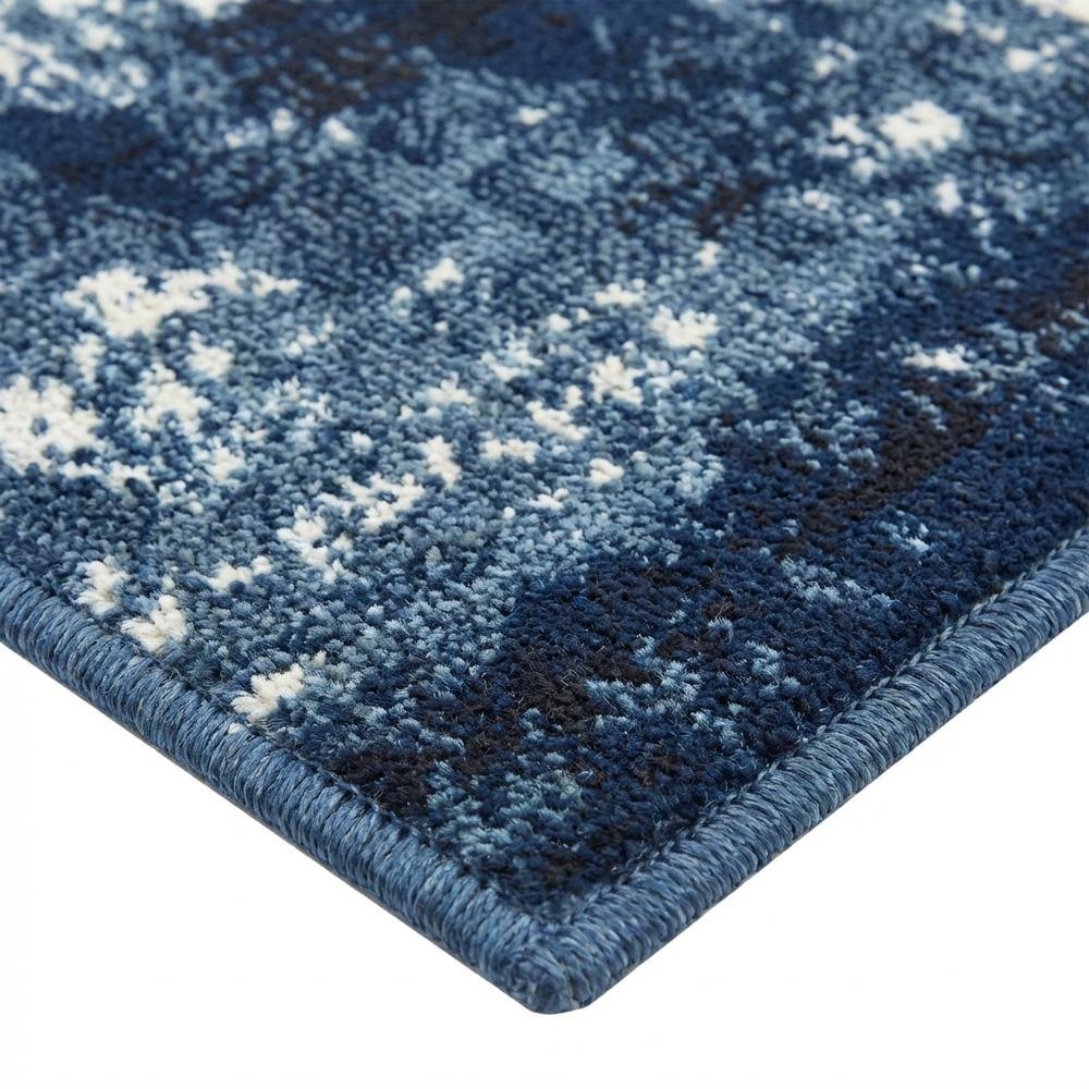 Light Blue Machine-Made Rectangle Runner with Cut Pile Design