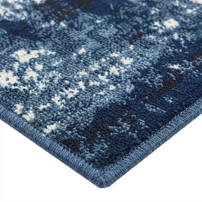 Light Blue Machine-Made Rectangle Runner with Cut Pile Design