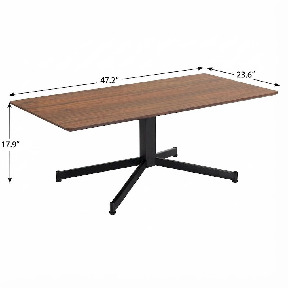 Brown Mid Century Coffee Table with MDF Top and Steel Frame