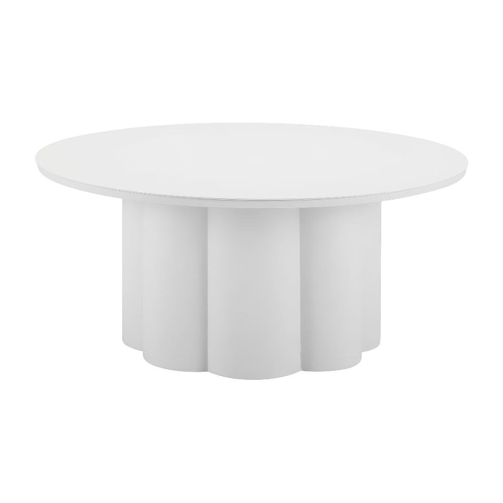 White Round Coffee Table Aluminum Frame Modern Design Aluminum Top