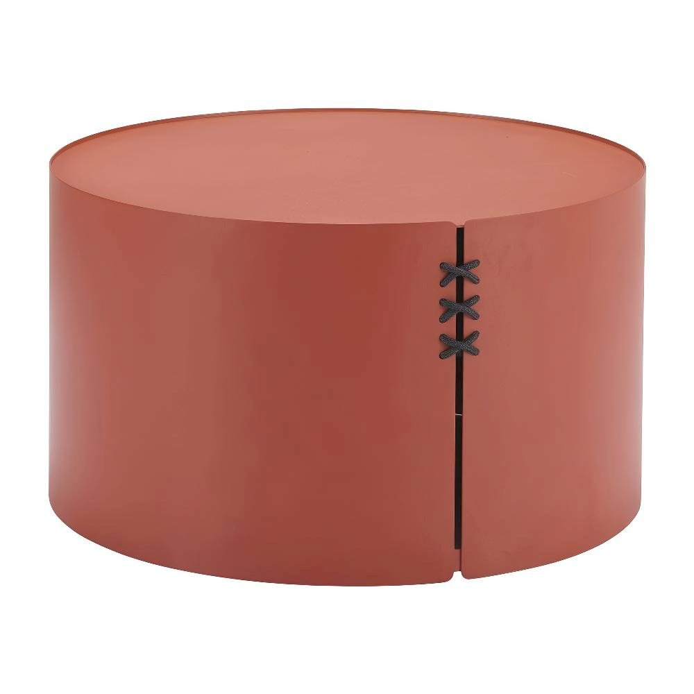 Brown Round Coffee Table Aluminum Frame, Lightweight Durable Surface