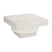 White Mango Wood Coffee Table with Square Top and Modern Design