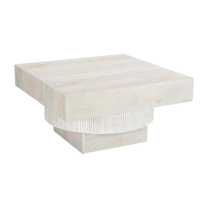 White Mango Wood Coffee Table with Square Top and Modern Design