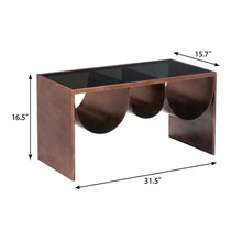Brown Coffee Table with Tempered Glass and Steel Frame 3 Shelves Modern Design