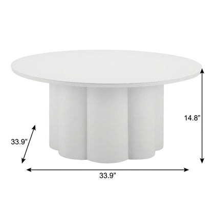 White Round Coffee Table Aluminum Frame Modern Design Aluminum Top