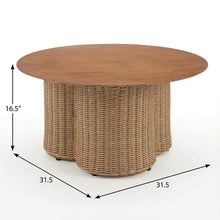 Brown Round Coffee Table with Aluminum Top and Polyethylene Frame Modern Style