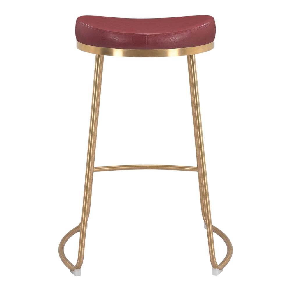 Burgundy Counter Stools Set of 2 with Plywood Frames and Upholstered Seats