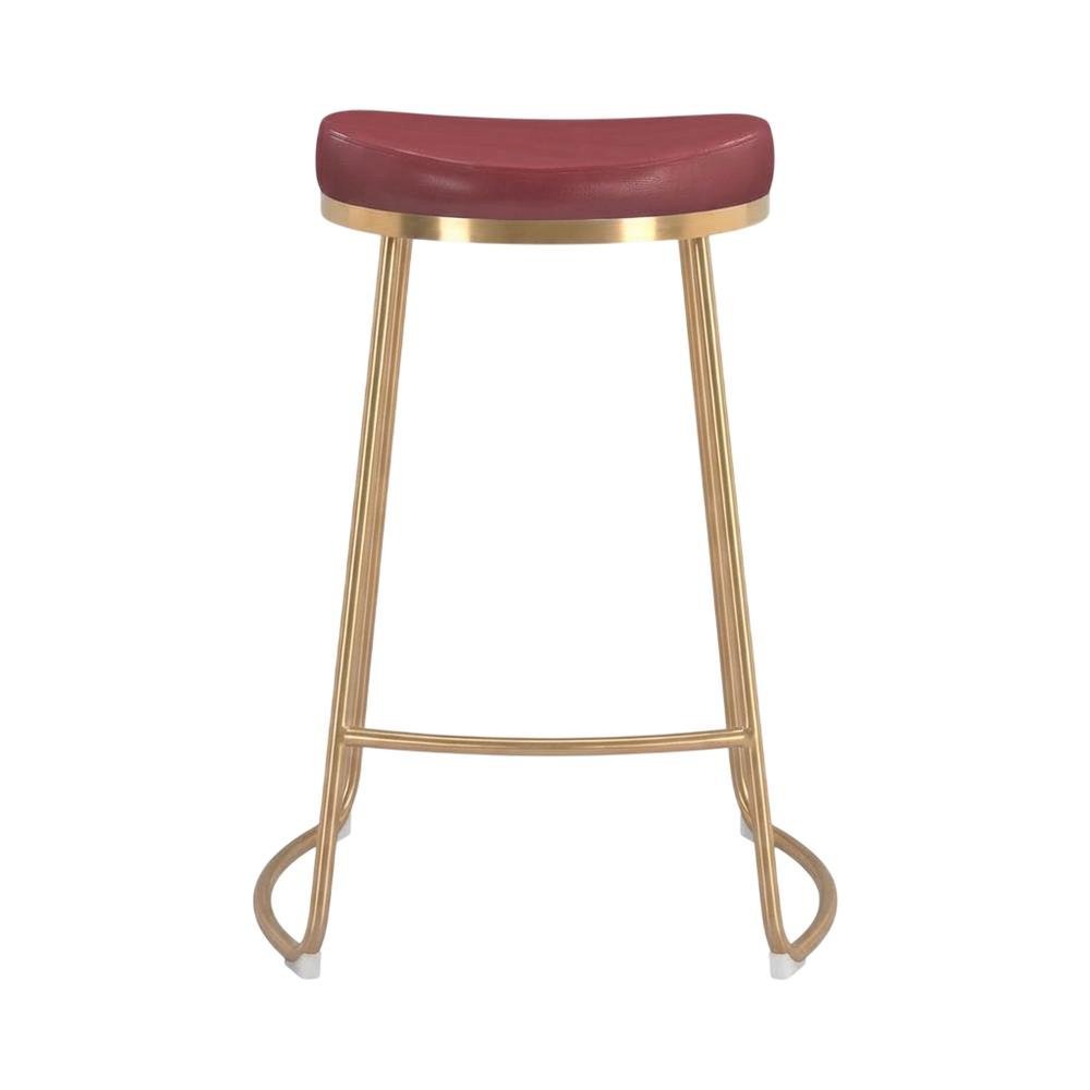 Burgundy Counter Stools Set of 2 with Plywood Frames and Upholstered Seats