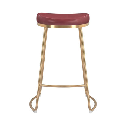 Burgundy Counter Stools Set of 2 with Plywood Frames and Upholstered Seats