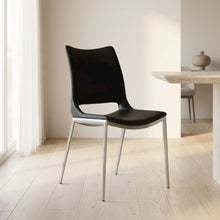 Black Modern Dining Chairs Set of 2with Plywood Frame and Polyurethane Upholstery