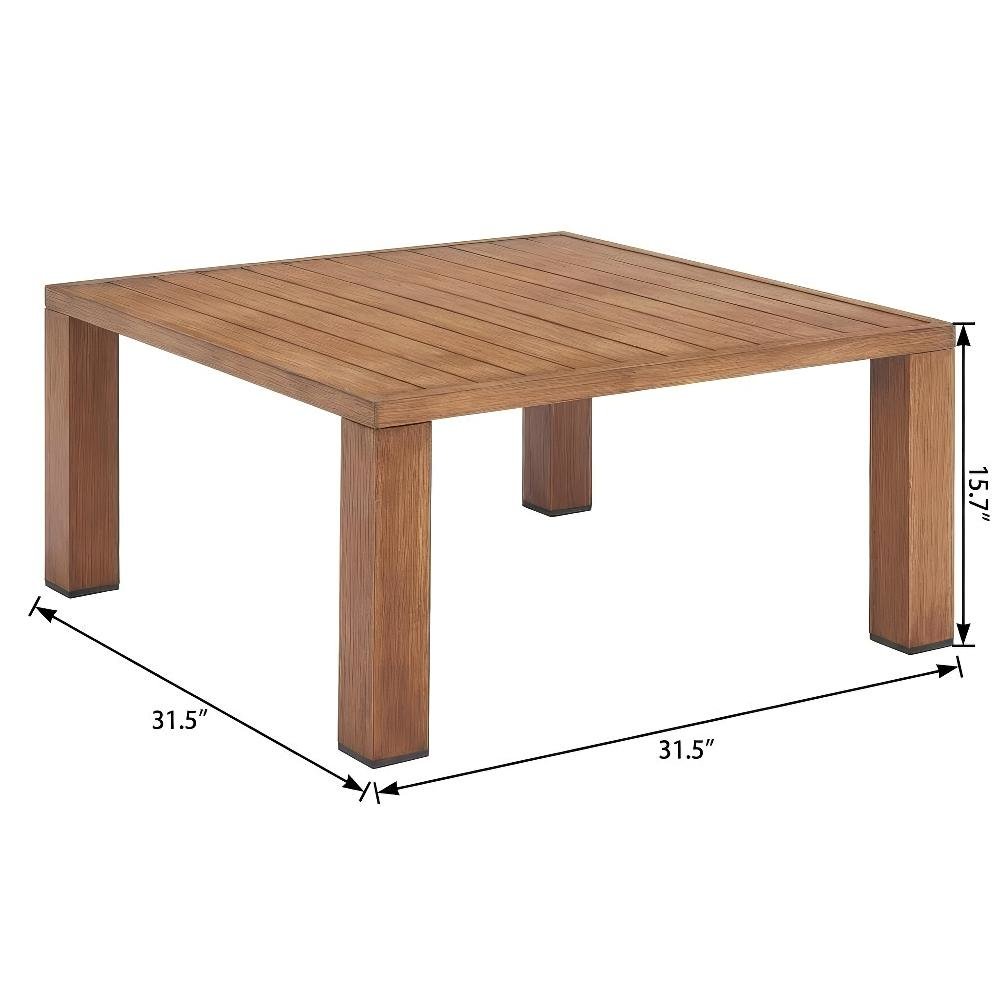 Brown Aluminum Coffee Table with Modern Square Top and Durable Frame