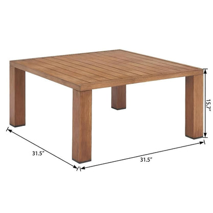 Brown Aluminum Coffee Table with Modern Square Top and Durable Frame