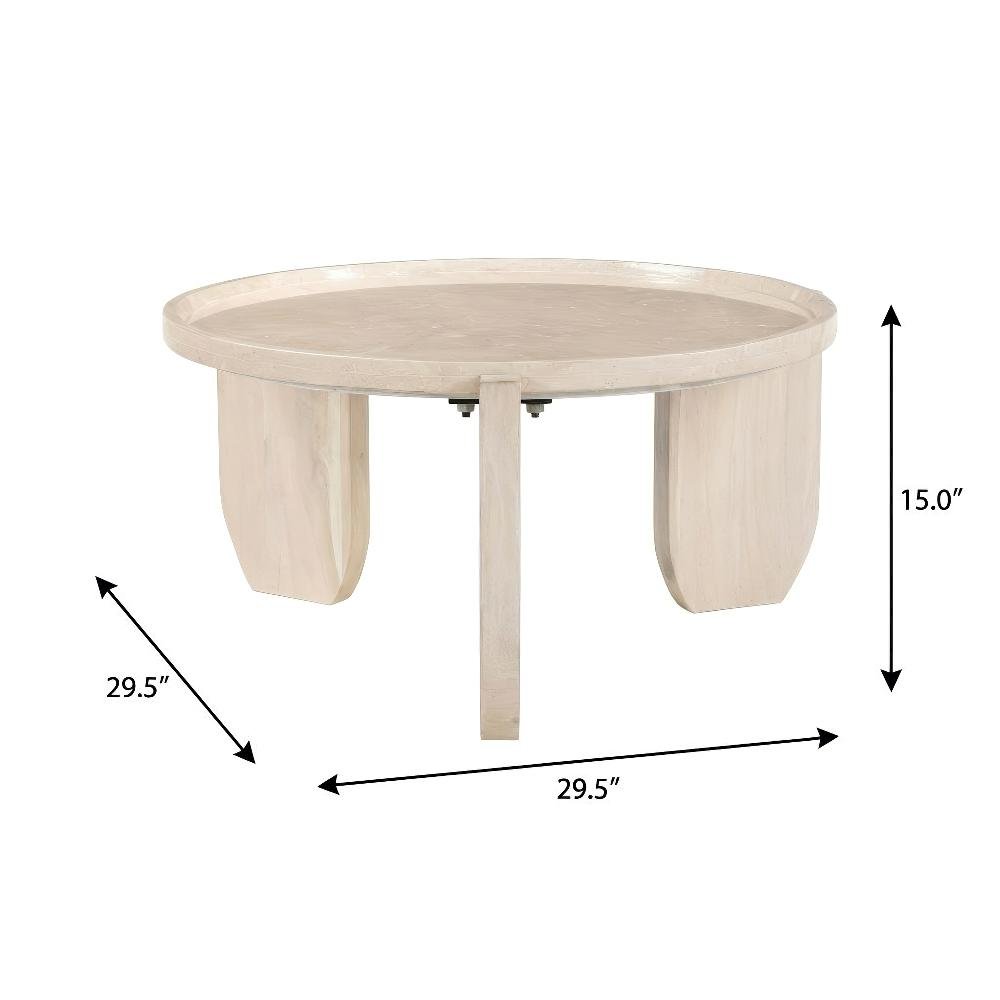 Brown Round Coffee Table with Bottochino Marble Top and MDF Base in Modern Style
