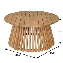 Brown Round Coffee Table Solid Acacia Wood Modern Design Single Piece