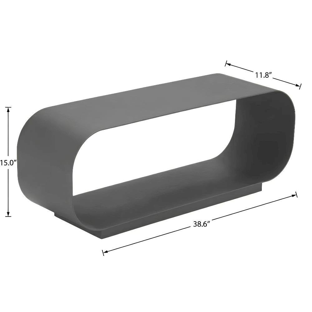 Gray Aluminum Coffee Table with Powder-Coated Frame, Modern Rectangular Design