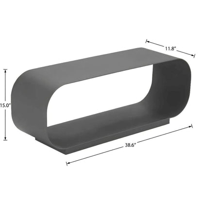 Gray Aluminum Coffee Table with Powder-Coated Frame, Modern Rectangular Design