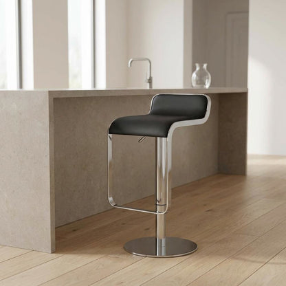 Black Modern Barstool with Plywood Frame and Polyurethane Upholstery