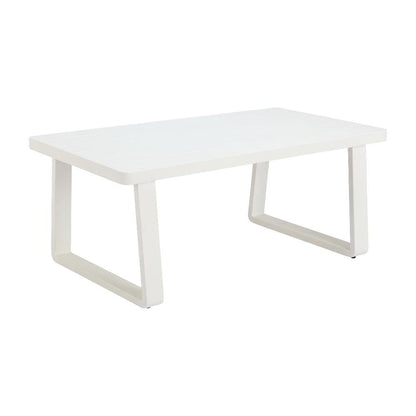 White Aluminum Coffee Table with Modern Rectangle Top and Durable Frame