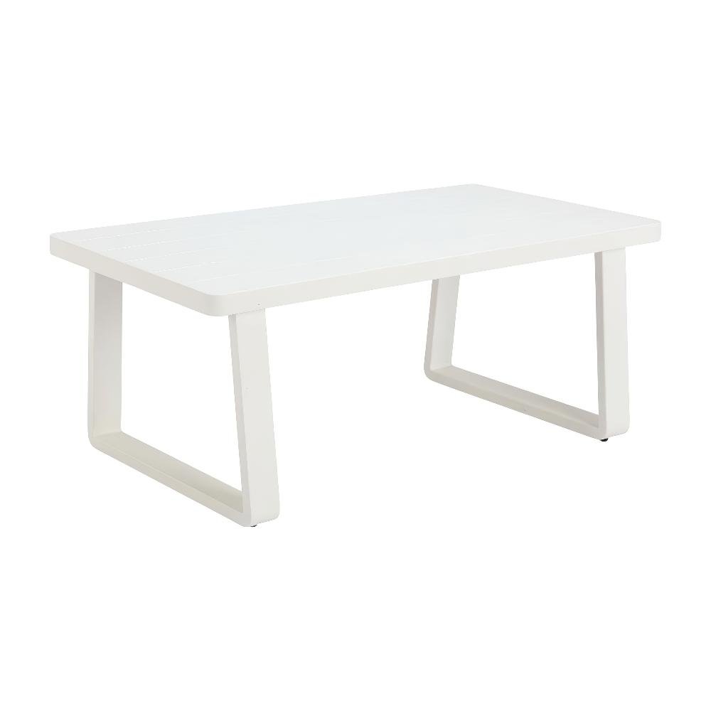 White Aluminum Coffee Table with Modern Rectangle Top and Durable Frame