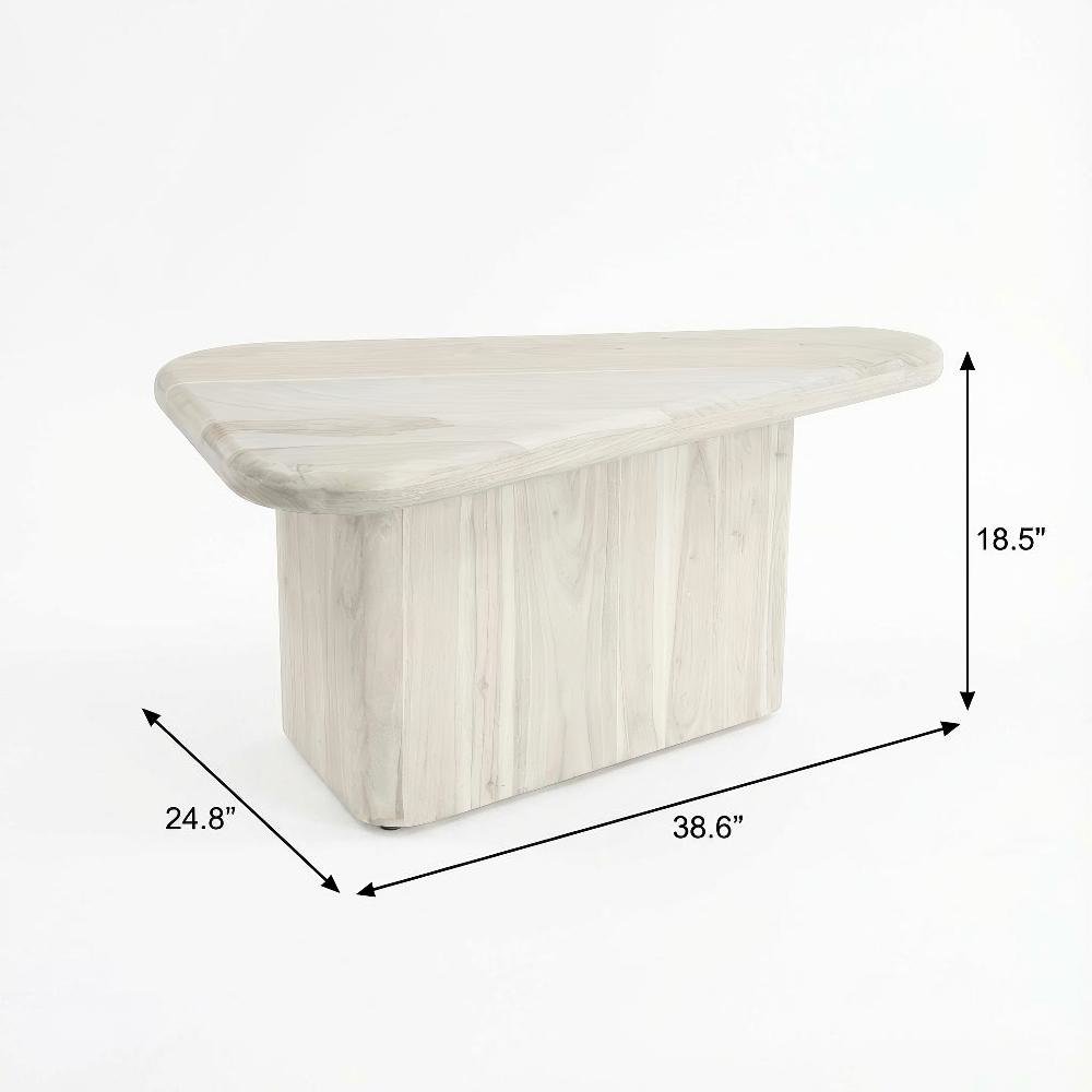 White Triangle Coffee Table Set with Acacia Wood Top and Modern Design