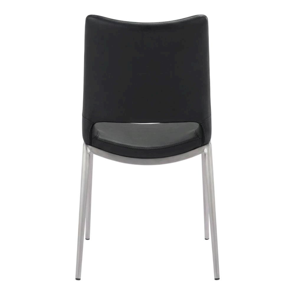 Black Modern Dining Chairs Set of 2with Plywood Frame and Polyurethane Upholstery