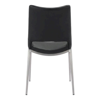 Black Modern Dining Chairs Set of 2with Plywood Frame and Polyurethane Upholstery