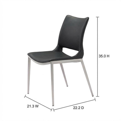 Black Modern Dining Chairs Set of 2with Plywood Frame and Polyurethane Upholstery