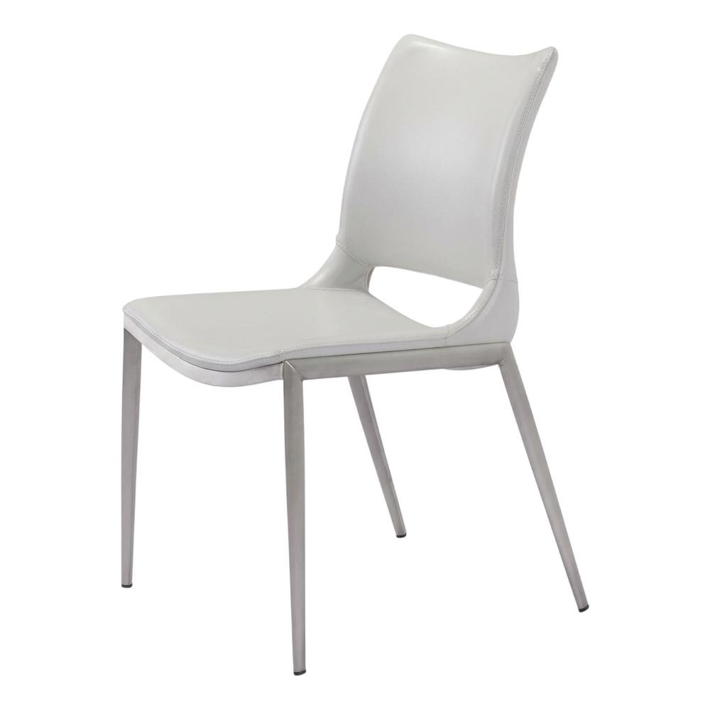 White Modern Dining Chairs Set of 2 with Plywood Frames and Faux Leather