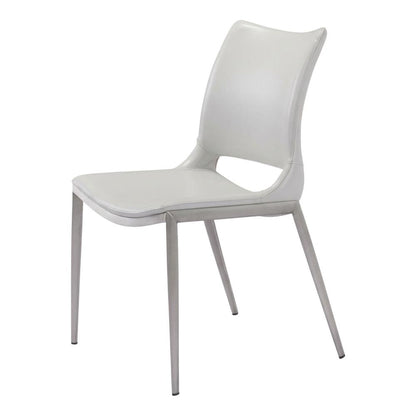 White Modern Dining Chairs Set of 2 with Plywood Frames and Faux Leather