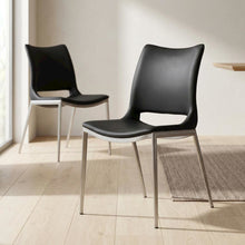 Black Modern Dining Chairs Set of 2with Plywood Frame and Polyurethane Upholstery