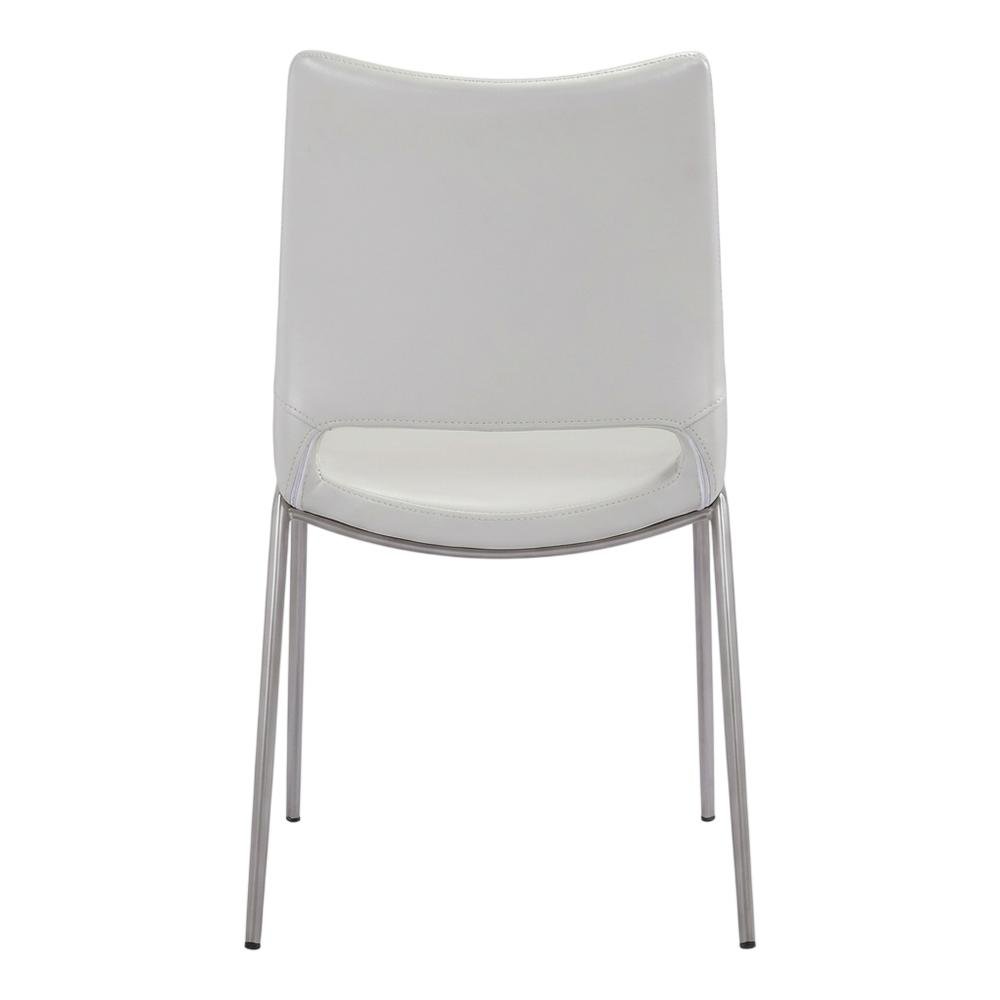 White Modern Dining Chairs Set of 2 with Plywood Frames and Faux Leather