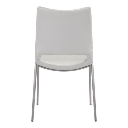 White Modern Dining Chairs Set of 2 with Plywood Frames and Faux Leather