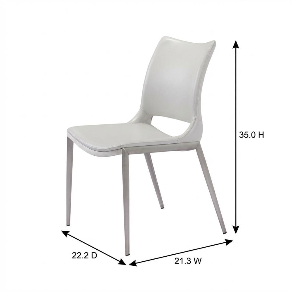 White Modern Dining Chairs Set of 2 with Plywood Frames and Faux Leather