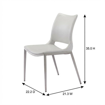 White Modern Dining Chairs Set of 2 with Plywood Frames and Faux Leather