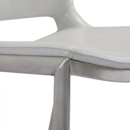 White Modern Dining Chairs Set of 2 with Plywood Frames and Faux Leather