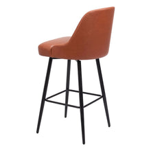 Bar Stool, Brown Faux Leather, Swivel, Self-Centering, Steel Leg