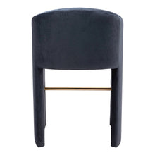 Bar Stool, Midnight Gray Velvet, Plywood Legs, Ergonomic Footrest