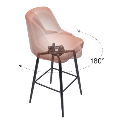 Bar Stool, Brown Faux Leather, Swivel, Self-Centering, Steel Leg
