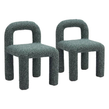 Dining Chairs Set of 2, Snowy Green Fabric, Poplar Wood Legs