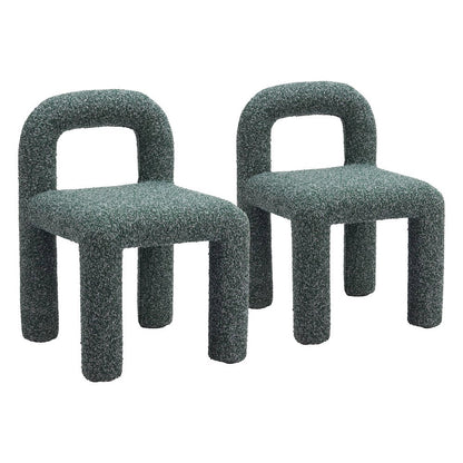 Dining Chairs Set of 2, Snowy Green Fabric, Poplar Wood Legs